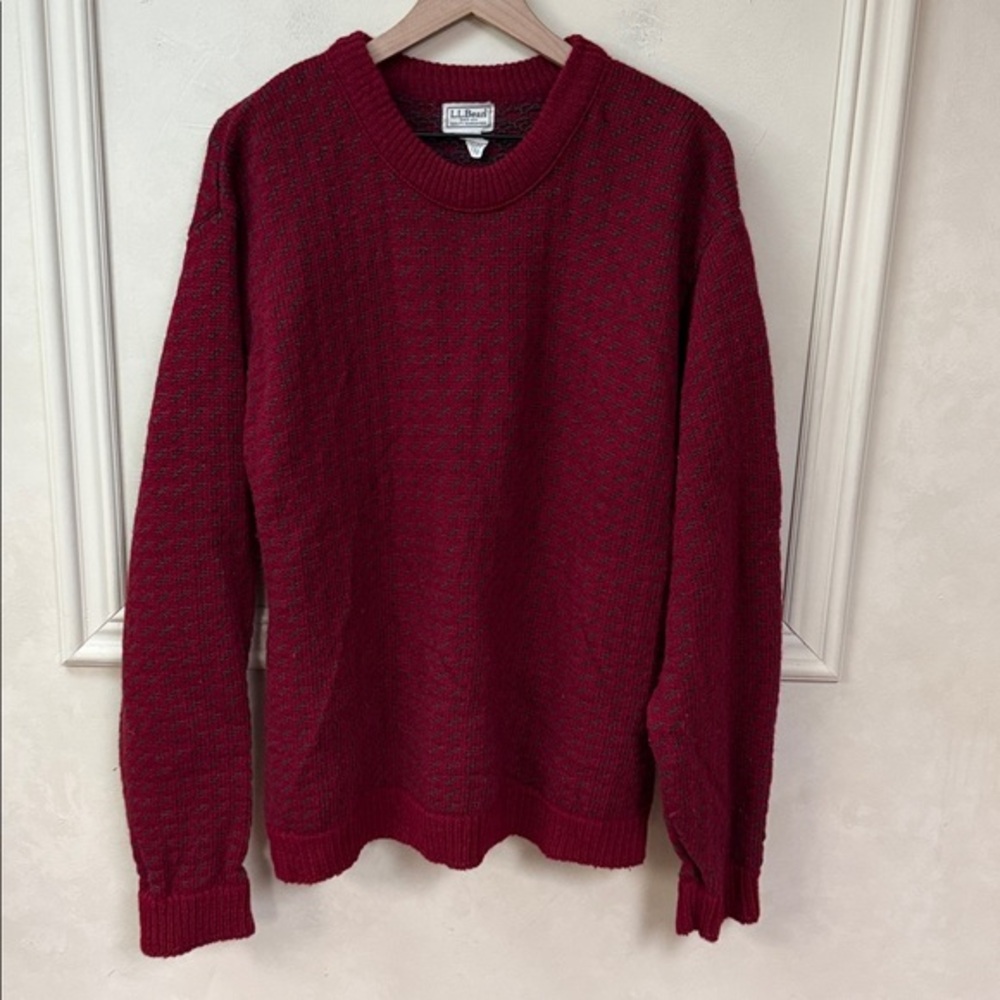Vintage L.L. Bean Birds Eye Wool Blend Sweater size Large